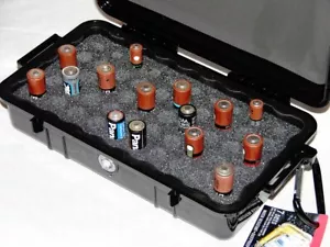 Precut foam holds 40 AA cr2 cr123 10 AAA N battery storage fit Pelican 1060 case - Picture 1 of 2