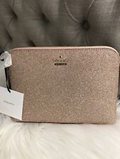 New Kate Spade Burgess Court Small Briley Cosmetic Bag Rose Gold