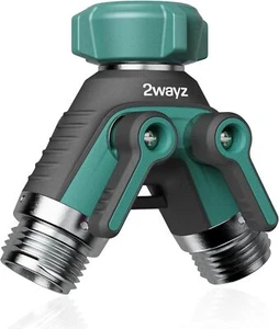 Dual Outlet Water Hose Splitter – Heavy-Duty Brass Y Connector, 360° Rotation, E - Picture 1 of 6