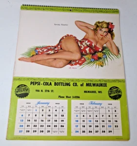 1950 Vintage Pin-Up Girl Calendar Pepsi-Cola Bottling Co of Milwaukee Al Moore - Picture 1 of 6