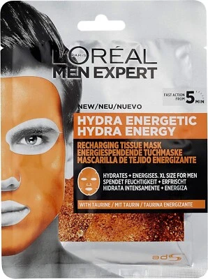 Loreal Men Expert Hydra Energetic Recharging Tissue Mask 30G 2 pack, Free 🚚 - Image 1 of 4