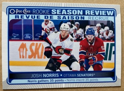 JOSH NORRIS 2021-22 O-PEE-CHEE  Rookie Season Review Card #546 NM-MT Condition - Image 1 of 2