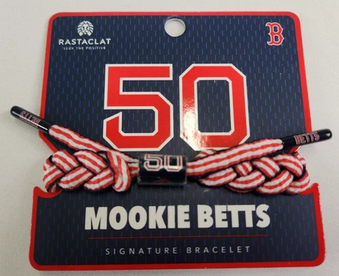 Rastaclat Womens Mookie Betts Boston Red Sox Signature Bracelate Red & Blue OSFM Cover