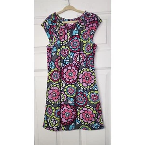 HANNA ANDERSSON Floral Cap Sleeve Peasant Style Cotton Shift Dress 140 US 8-10 - Picture 1 of 7