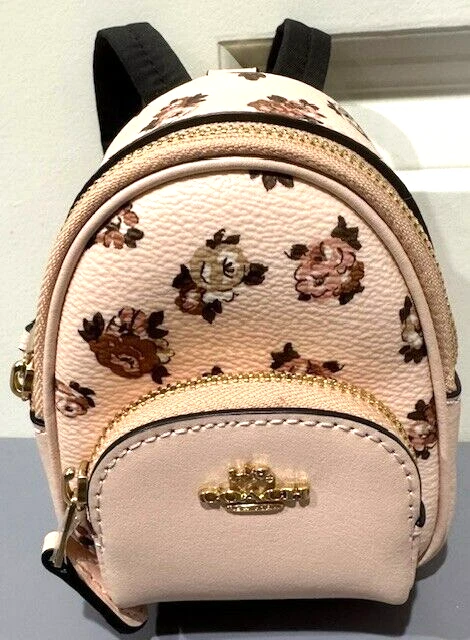 Coach Mini Court Backpack Bag Charm With Rosette Print (CAA68)
