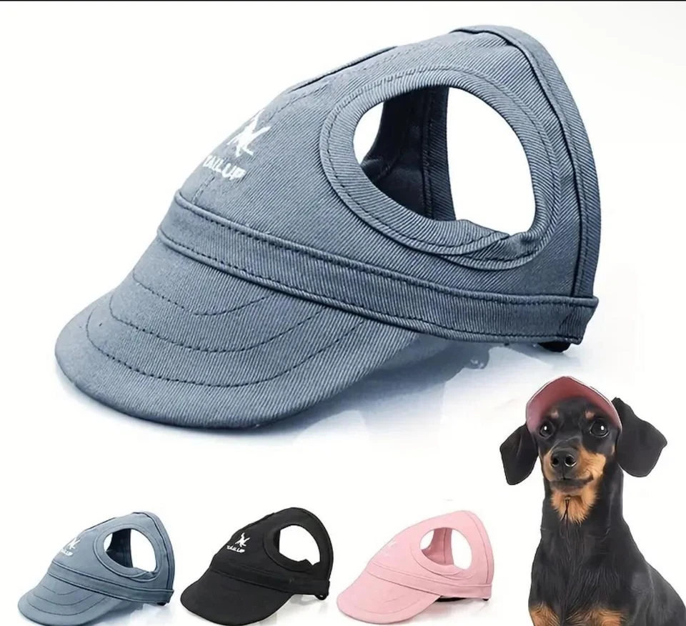 PawPals Pet Peaked Cap Adjustable Dog Sun Hat w Ear Holes Outdoor Hat for Pets - Image 1 of 4