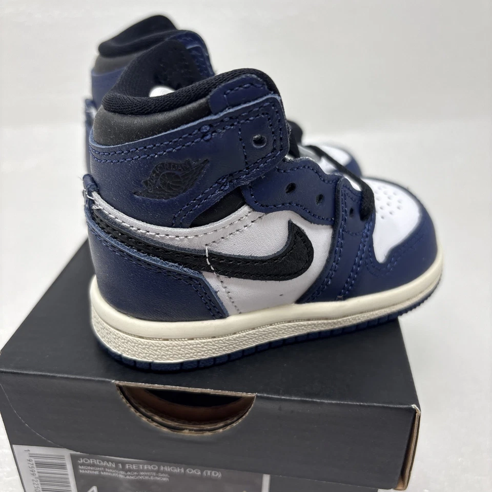 Nike Jordan Retro 1 High OG Infant Size 4c Midnight Navy/black/white Sail