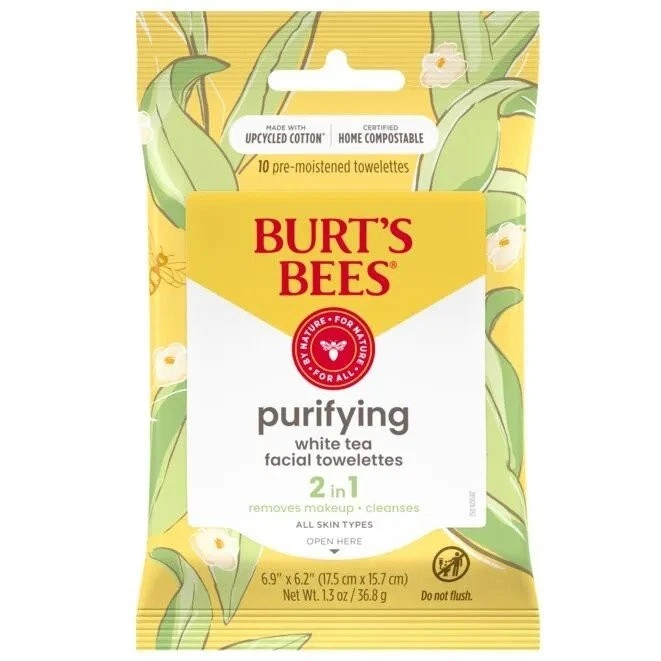 Toallitas faciales purificantes 2 en 1 Burt's Bees con extracto de té blanco 10 Foto 1 de 1