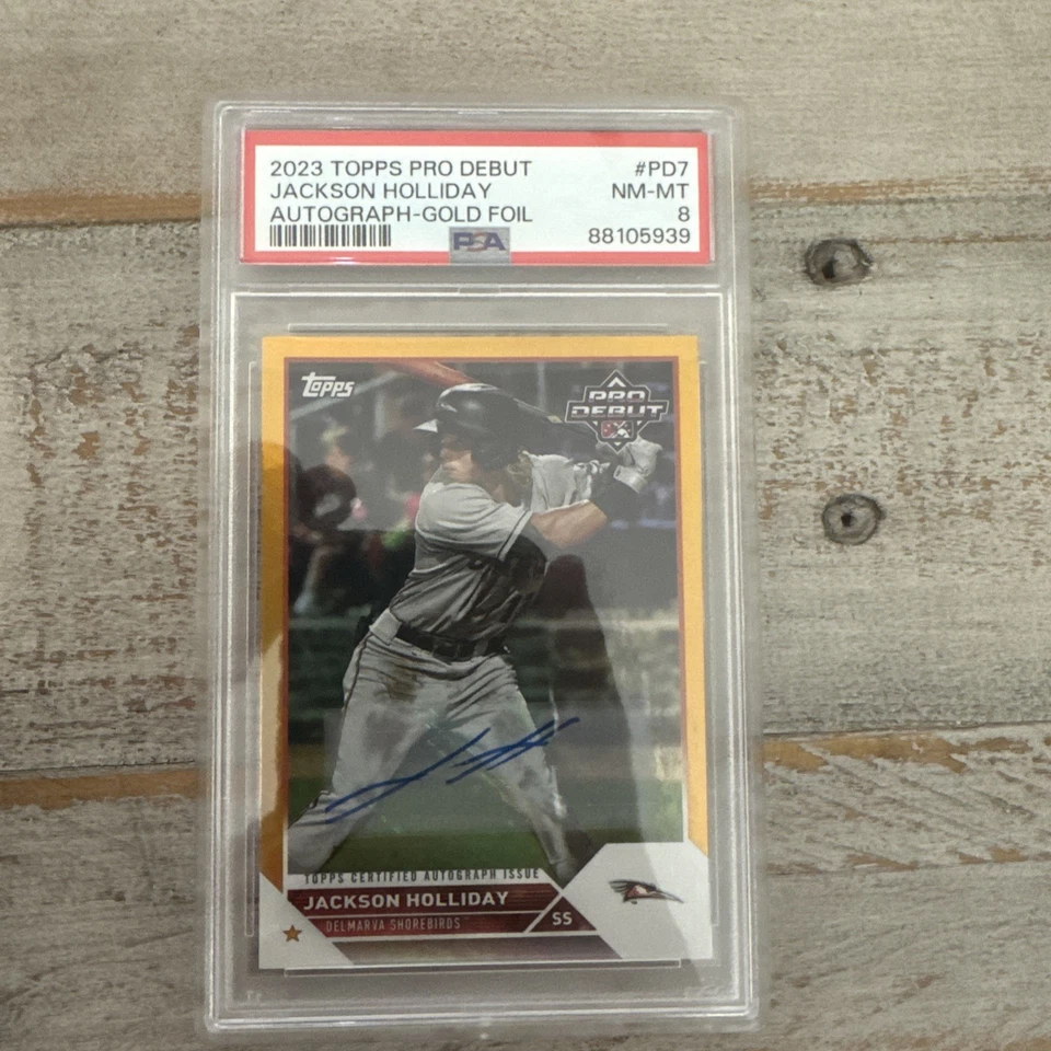2023 Topps Pro Debut - Jackson Holliday Chrome Refractor Auto /50 #PDC-7 PSA 8  - Image 1 of 2