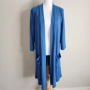 Zenana Slouchy Long Cardigan Duster Womens 1X Stretch Jersey Comfort Pockets NEW - Picture 1 of 14