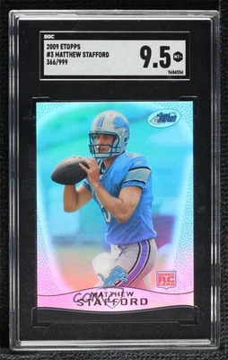 2009 eTopps /999 Matthew Stafford #3 SGC 9.5 Mint+ Rookie RC - Image 1 of 2