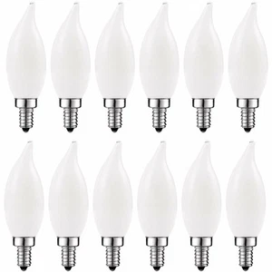 Luxrite Frosted LED Candle Bulbs 60W Equivalent 450lm 2700K UL E12 Base 12-Pack - Picture 1 of 7