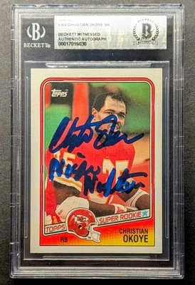 CHRISTIAN OKOYE Rookie Auto 1988 Topps "Nigerian Nightmare" Inscribed RC - Image 1 of 4