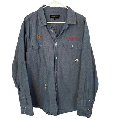 Teddy Fresh x Pinto Embroidered Denim Chambray Button-Up Shirt Size XL - Image 1 of 4