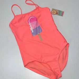 š„btween Coral One Piece Swimsuit with Popsicle Design girls kids Sz 10 New - Picture 1 of 7