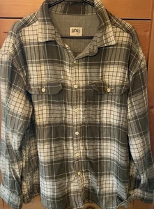 American Eagle Men’s Size XL Green White Plaid Cotton Button Up LongSleeve Shirt - Picture 1 of 9