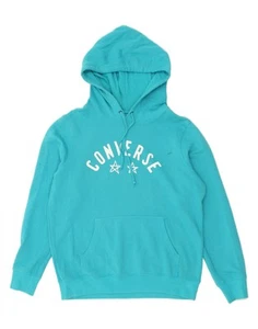 CONVERSE Womens Graphic Hoodie Jumper UK 14 Medium Blue Cotton BX28 - Picture 1 of 4