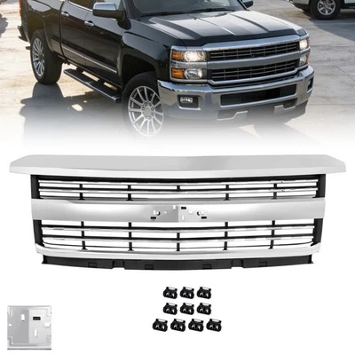 Conjunto de parrilla superior delantera cromada para Chevy Silverado 2500 HD 3500HD 2015-2019 Foto 1 de 4