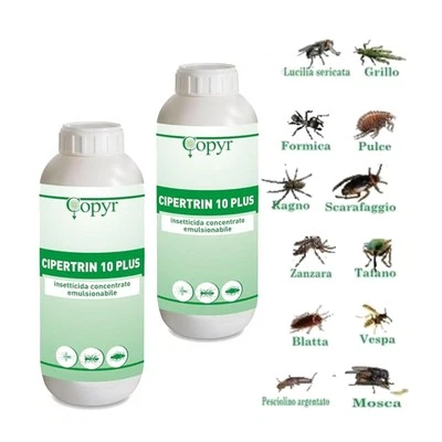 Copyr CIPERTRIN 10 Plus 2 confezioni da 1 Lt - Insetticida mosche Blatte