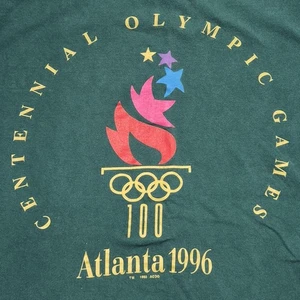 Camiseta de Colección Años 90 Atlanta 1996 Juegos Olímpicos EE. UU. Campeón Verde Oscuro Puntada Única Talla L - Imagen 1 de 10