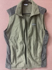 Chaleco polar verde Columbia para hombre talla SM cremallera completa al aire libre bolsillos sin mangas - Imagen 1 de 4