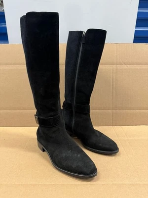 Aquatalia Giada Suede Knee-High Leather Riding Boots Black Womens Size 9 US - Image 1 of 4