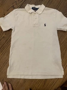 Boys Polo Ralph Lauren White Polo Shirt Blue Size 8 - Picture 1 of 5