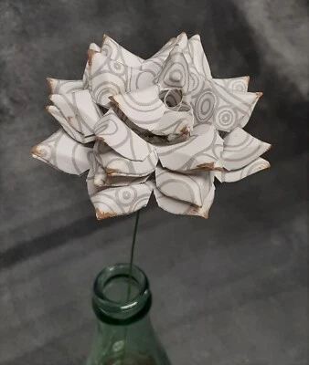 Ручной работы бумаги цветок на стебле (серый узор No 4) для свадьбы, Святого Валентина - Изображение 1 из 4