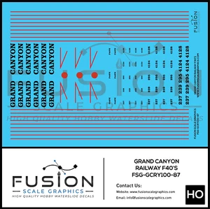 HO Scale Grand Canyon Railway EMD F40PH Locomotives Decal Set - Picture 1 of 1