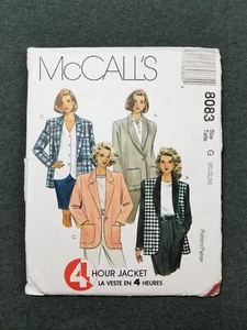 McCall's Pattern #8083 ~ Loose-fit Lined Unlined Jacket ~ Misses 20 22 24 FF/UC - Picture 1 of 2