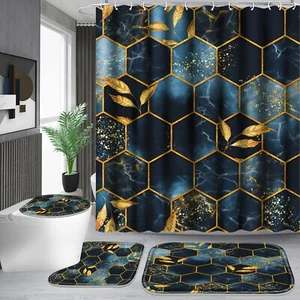 4 Pcs Bathroom Shower Curtain Set,Bathroom Sets with Rugs(Bath Mat,U Shape an... - Picture 1 of 6