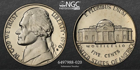1976 S JEFFERSON NICKEL 5C PF69 ULTRA CAMEO TOP POP NGC Photo Vision® SKU 3133 Cover