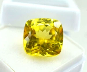 10.8X10.6mm Natural Certified Shinny Yellow Sapphire Cushion Cut Loose Gemstone - Picture 1 of 5