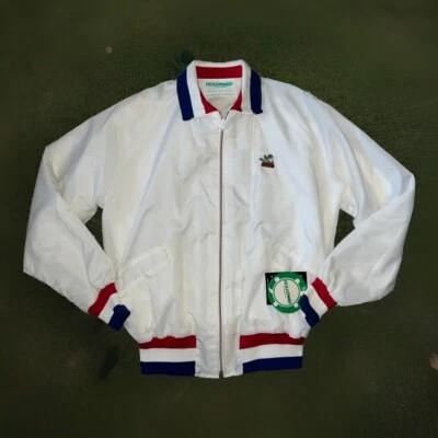 Holloway De Colección Deadstock 1977 EE. UU. Nylon Blanco Chaqueta Bombardero Golf/Tenis Talla L Nueva con Etiquetas Foto 1 de 4