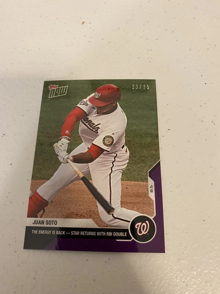 2020 TOPPS NOW #57 JUAN SOTO ENERGY IS BACK -RETURNS WITH RBI DOUBLE Purple /25 - Image 1 of 1
