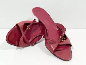 Vintage GUCCI GG Charms Cross Slide Sandals Cherry Red Heels Open Size 6,5B - Picture 1 of 13