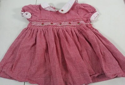 Baby Togs Dress  Girls 18M Red Floral Smocked Peter Pan Collar  Rib - Изображение 1 из 4