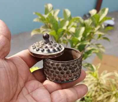 Rare Old Vintage Antique Brass Kum Kum Powder Tika Sindoor Box - Image 1 of 4