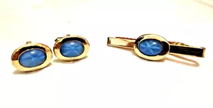 *VINTAGE* Anson Blue Sapphire Star Tie Clasp w/ Cuff Links Set - Picture 1 of 7