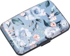 Coco Rossi Mini Credit Card Holder for Women or Men,RFID Blue Flowers 