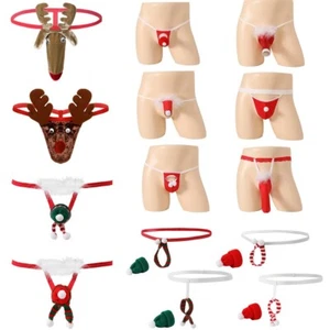 Men's Christmas Funny Underwear Xmas Santa Thong G-string Open Butt Panties - Picture 1 of 95