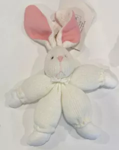 White Bunny Rabbit Plush Stuffed Knit Soft Craft Cornerstone Creations 11” Pink - Picture 1 of 3