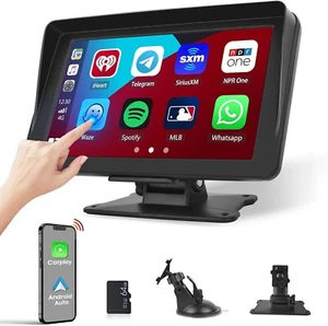 Hikity 7 Inch Apple Carplay Wireless Portable Car Touch Screen for Car, Wireless - Picture 1 of 2