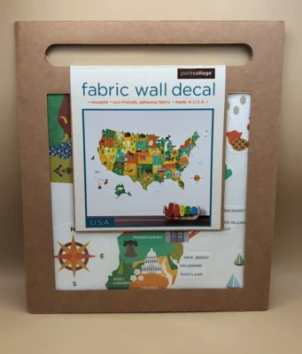 PetitCollage U.S.A. Mapa Guardería Niños Tela Pared Calcomanía Decoración Foto 1 de 4