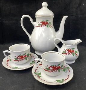 Set da tè caffè vittoriano natalizio fine Cina vintage Southington by Baum - Foto 1 di 12
