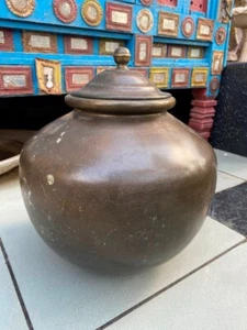 Antique Old Brass Hand Forged Beautiful Indian Traditional Water Pot Vessel Lid - Picture 1 of 14