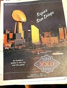 Ventage Redskins - Denver - 1988 Super Bowl XXII THE TRUBUNE NEWPAPER - Picture 1 of 2