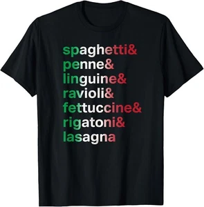 Pasta Italian Food Foodie Chef List of Pastas Gift Unisex T-Shirt - Picture 1 of 4