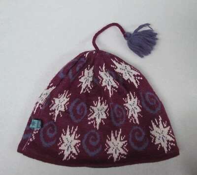 Gorro ISIS Mezcla Lana Borgoña/Púrpura/Blanco Copos de Nieve Forrado de Vellón Italia Foto 1 de 4