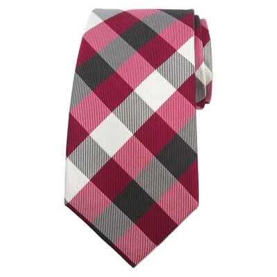 Gravata de seda masculina C&A vermelha preta branca xadrez 3.0 designer moda ALEMANHA - Imagem 1 de 4